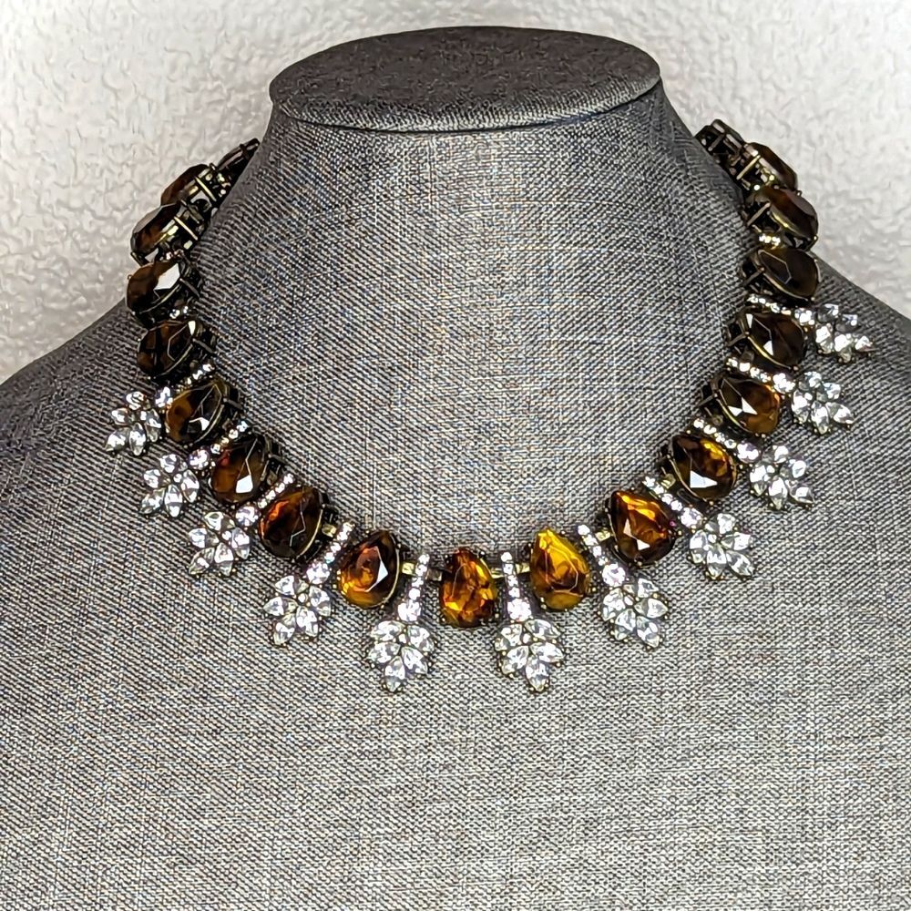 Baublebar Tortoise and Rhinestone Statement Necklace With Antique Gold Tone